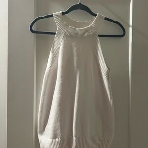LOFT Ivory Sleeveless Knit Sweater